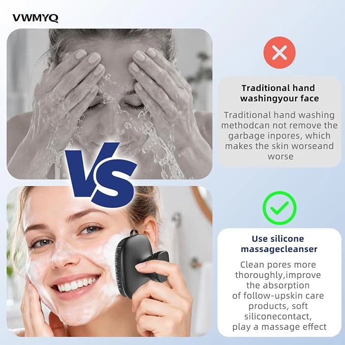 Traditional hand washing and silicone cleanser comparison